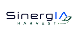 Logotipo de SinergIA Harvest: la palabra «SinergIA» con las letras «IA» destacadas en azul, debajo la palabra «Harvest» espaciada y a la derecha una hoja verde.
